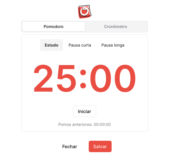 Imagem do cronômetro Pomodoro do Rotinize